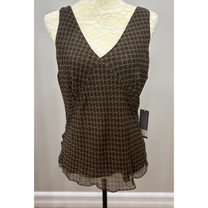 Y2K Josephine Chaus Babydoll Silk Top Sz 12 Fairy 90s‎ Grunge Brown V Neck